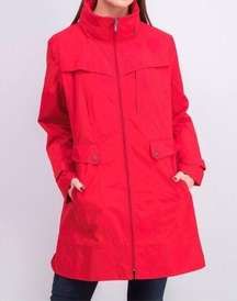 Cole Haan Jacket Hooded Packable Water Resistant Raincoat Red