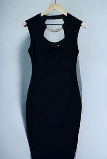 Bisou Bisou Vintage 90’s Black Sleeveless w/ Gold Accent Bodycon Dress Size 6