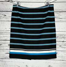 Cato Woman Size 18/20W Black & Blue Stripe Rayon Knit Straight Pencil Skirt