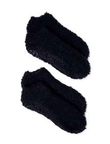 Women’s Size 4-10  Cozy 2 Pack Black Low Cut Socks