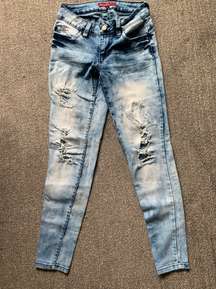 Acid Washed Ripped Wanna Better Butt Skinny Jeans