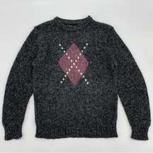 Vintage Kennington Sweater Women's Argyle Gray Long Sleeves Preppy‎ Retro