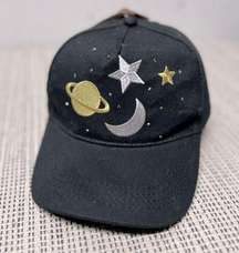 Market & Layne new black star moon galaxy embroidered hat OSFM metallic