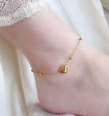 18K Gold Plated Love Heart Anklet for Women