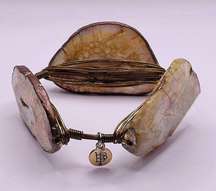 Bourbon And Bowties Gold Tone Beaded Bangle Statement Bracelet 