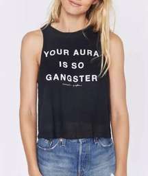 Spiritual Gangster Gray Graphic Aura Crop Top Muscle Tee Size Small