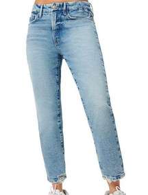 Good American Good Girlfriend High Rise Cropped Ankle Jeans size 8 light blue