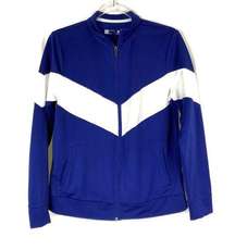 Xersion | Blue White Stripe Sporty Athletic Jacket Full Zip