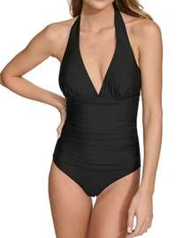 Tie-Back Halter Style One Piece Swimsuit