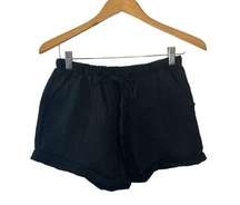 Kori Black Shorts with Elastic Waist & Tie, Pockets & Rolled Cuffs Size Small