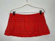 Catalina Women M Red Crochet Skirt Bikini Bottom Swimsuit Summer Cruise Vacation