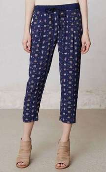 LEIF NOTES By‎ ANTHROPOLOGIE Cropped Paisley Method Trousers Pants Blue Size 6