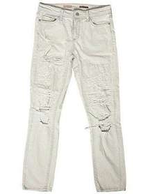 Pilcro Pull On Mid Rise Distressed Denim Pants, Light Wash Ripped Jeans 26 NWOT