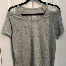 Grayson Threads gray tee with cut out shoulders