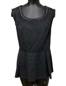 NEW Torrid Black Faux Suede Peplum Top Studded Neckline