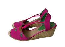 LAUREN RALPH LAUREN Cala Pink Dragonfly Espadrille Wedges Sz 9.5