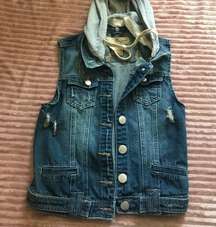 & Company Denim Vest Jacket with Removable Hood Size Small