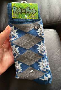 NWT Rick & Morty Socks Face Print Unisex  Cartoon Network multicolor plaid