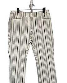 NY & Co 7th Avenue White Striped Cotton Blend Cropped Pants Women Sz 12