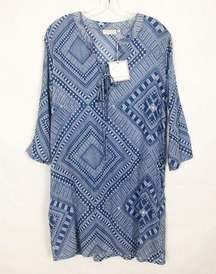 NWT Shiraleah Lace Up Geometric Pattern Tunic Dress Size XL