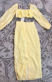 Kourt Yellow Linen Two Piece Set