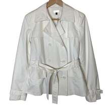 Giacca Gallery Belted Jacket Double Breasted White Pea Coat Women's, size Medium