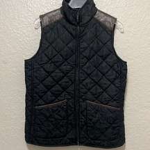 Lauren Jeans Company Western Quilted Denim Vest With Leather Trim Size Medium