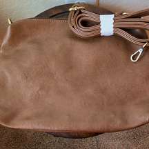 Joy Susan Brown Leather Crossbody bag- (measurements: 12”x9”)
