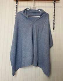 Tahari Cashmere Linen Blend Poncho Wrap Asymmetrical Baby Blue One Size