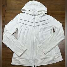 N.Y.L.  Womens White Hooded Full Zip Sweatshirt Size M