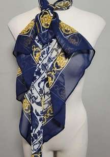 Impressions navy gold Greek baroque square scarf