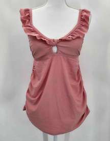 Isabel Maternity Pink Tankini Padded Bra Adjustable Ruffle Size Medium