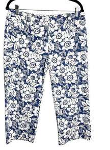 NY & Co - Blue & White Floral Capri Pants - Sz. 8