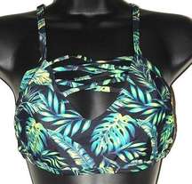 Cabana delSol Strappy Front Palm Leaves Bikini Top