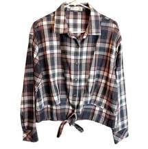 C & C California - Plaid Tie Front Long Sleeve Flannel - Sz. M