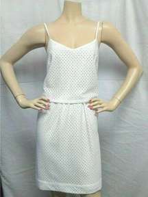 "LOFT" WHITE EYELET OVERLAY TOP CAREER CASUAL DRESS SIZE: 2P NWT $80