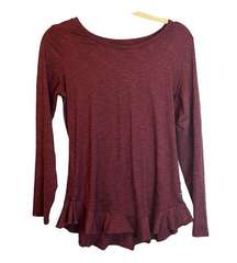 Toad & Co Blouse Women's Size Medium Samba Flutter Long Sleeve Maroon