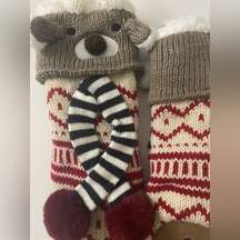 NWT Jane and Bleecker S/M Reindeer Slipper Sock with Plushfill