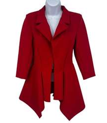 Chiara Boni Emilia Blazer Jacket Straight Leg Trouser Pants Suit Set Red 44