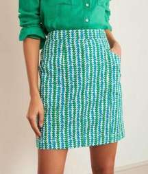 BODEN Rich Emerald Petal Arrow Striped Pocket Cotton Skirt Size 10