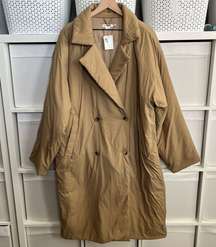 Good American Puffed Nylon Coat Tan