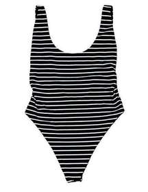 Aerie Striped u-back high cut One Piece Bathing Suit women's extra large black