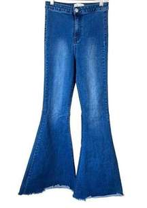 Blank Paige Stretchy High Rise Raw Hem Flare Jeans