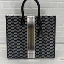 Black Mirella Large Metallic Striped Tote Bag