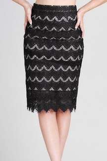 New Black Lace Eyelash Pencil Skirt Size Small, Medium or Large