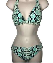 Radio Fiji Mint Tiffany Green Snake two piece bikini set  swimsuit size M New