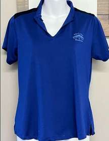 6. Bermuda Sands Cobalt Blue V-Neck Women’s Short Sleeve Wick Away Golf Shirt-Sm