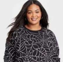 Grayson/Threads sweatshirt Spider Web Superwoman Black White pullover Plus XXL