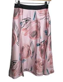 LK Bennett Sarvi Rose Pink Printed Skirt with Pockets Size 4