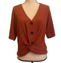 3/$30 Rust Twisted V-Neck Blouse